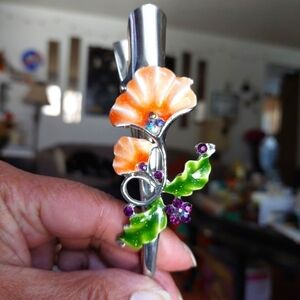 Lovely Floral Enamel 5" Hair Clip